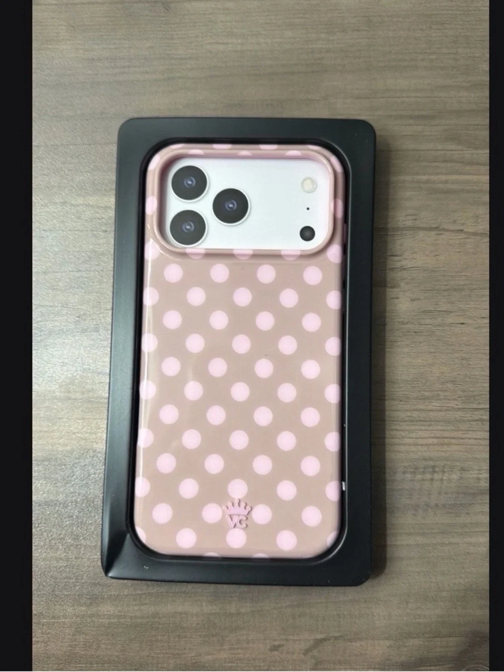 Velvet Caviar Pink Polka Dot Phone Case with Ring and Card Pocket